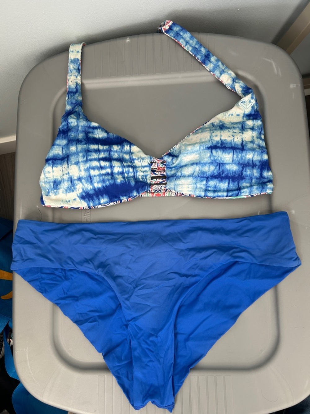 Roxy Blue & Multi-Color Pattern Bikini Set - Picture 2 of 4